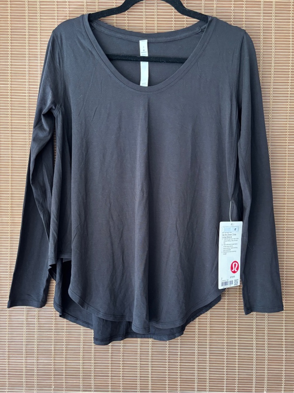 Lululemon Athletica "Up for Down Time" Black Long-Sleeve Shirt